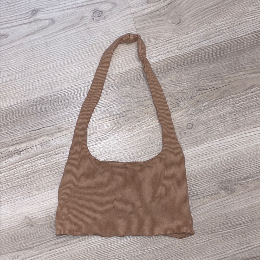 White Fox tan ribbed halter top